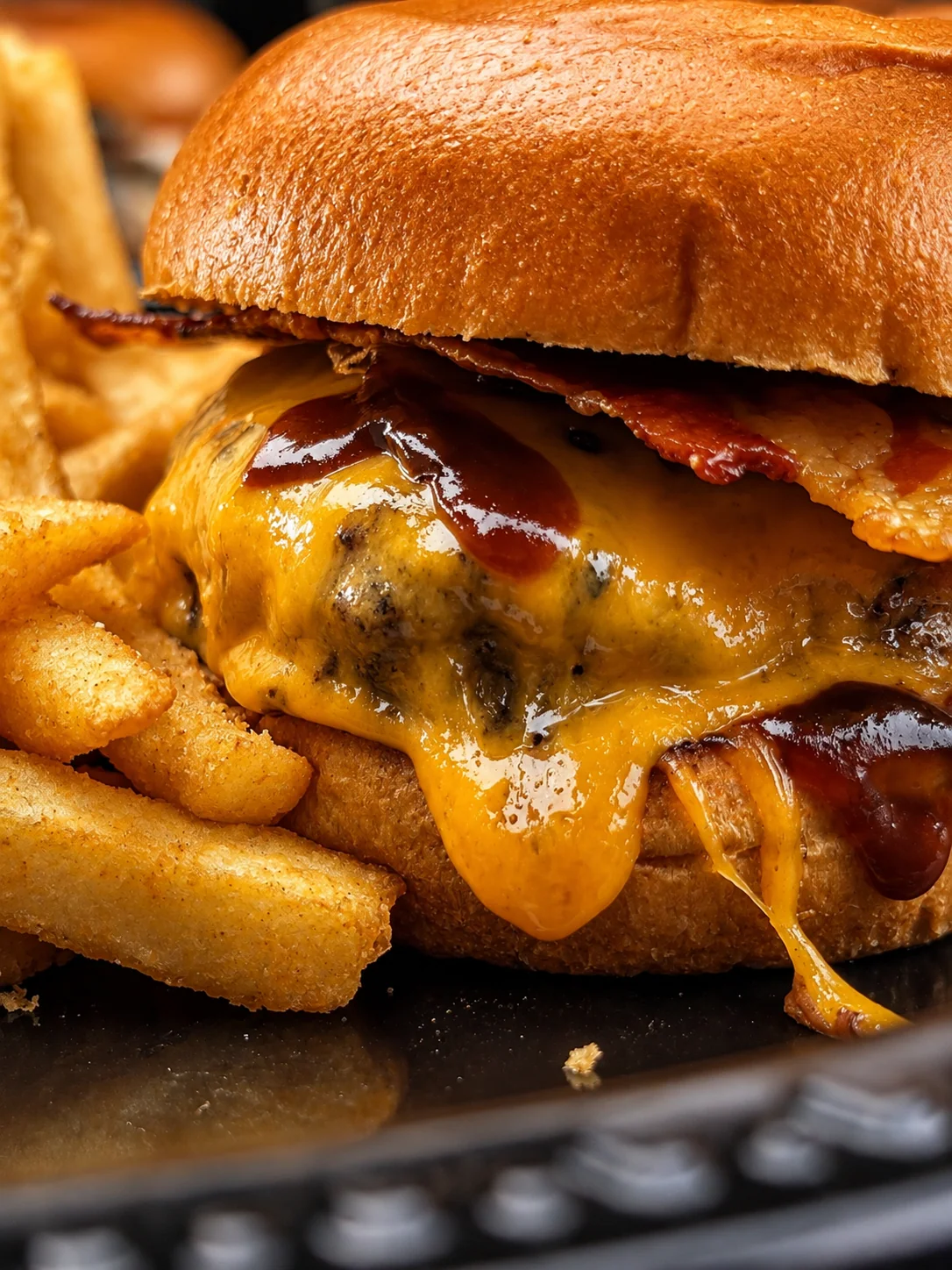 Bergen Munchies barbecue bacon cheeseburger with fries